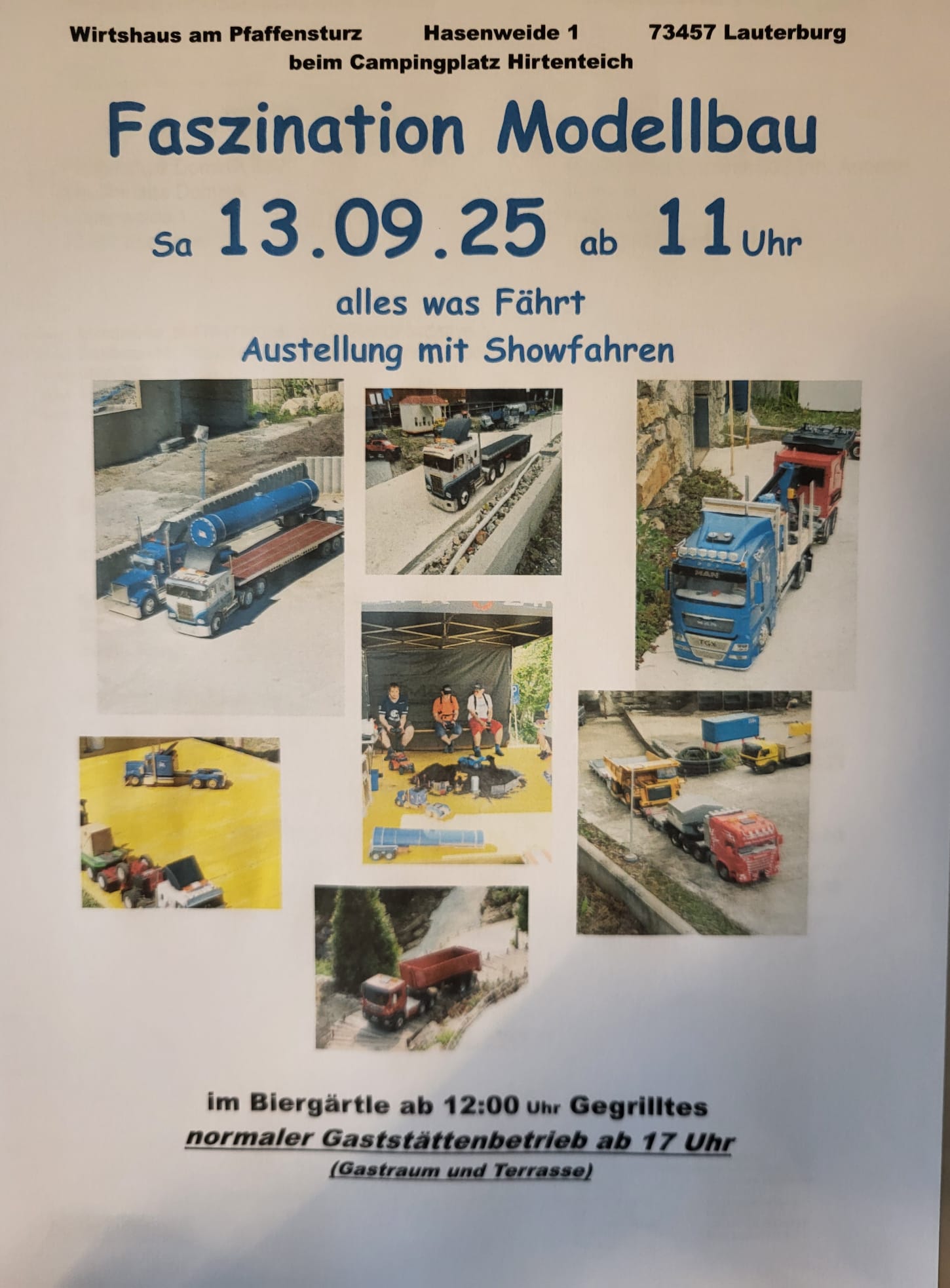 Faszination Modellbau am 13.09.2025 im Wirtshaus am Pfaffensturz Faszination Modellbau am 13.09.2025 im Wirtshaus am Pfaffensturz